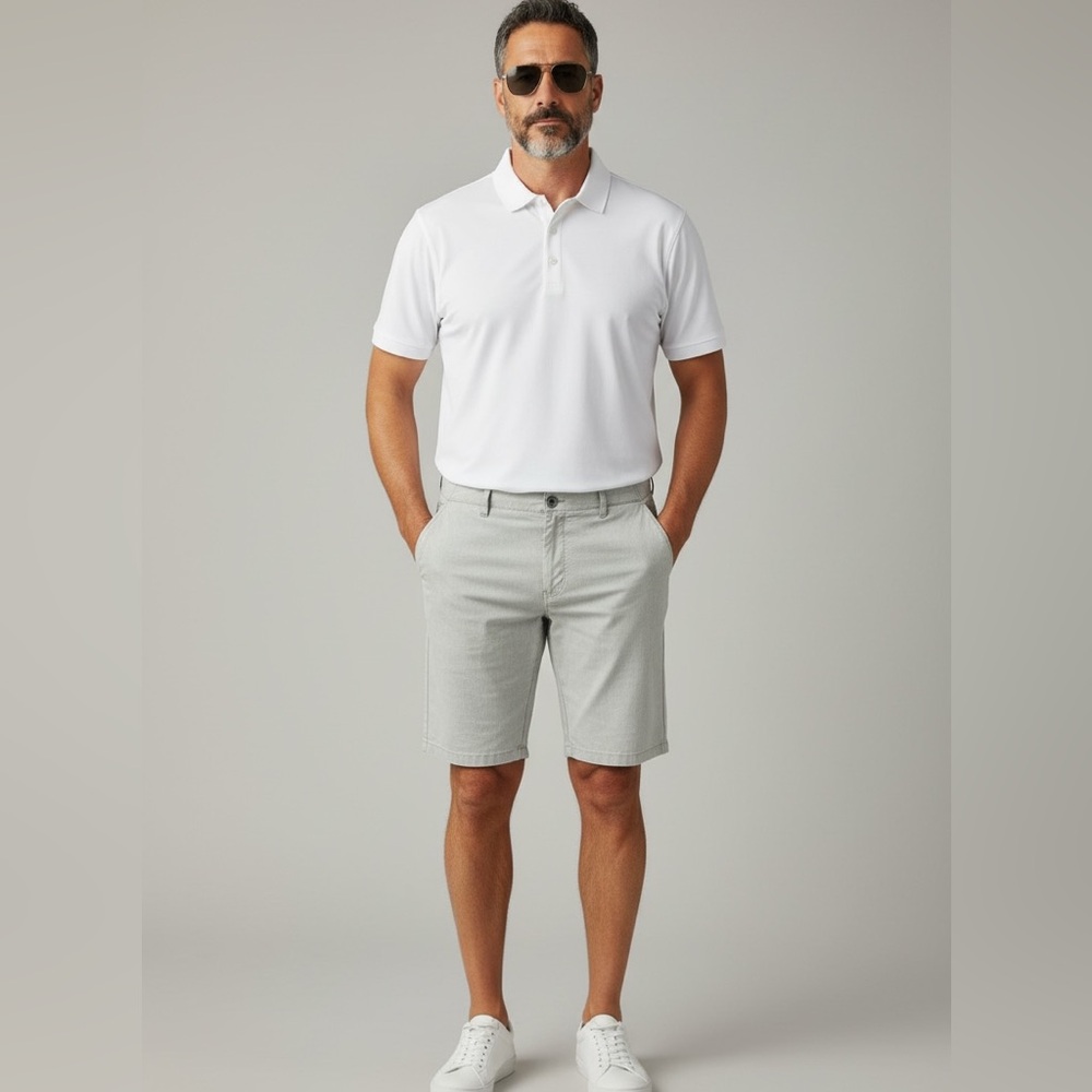 Denver Hayes‎ Hybrid Shorts Golf Casual Flat Front Khaki Beige Size 34